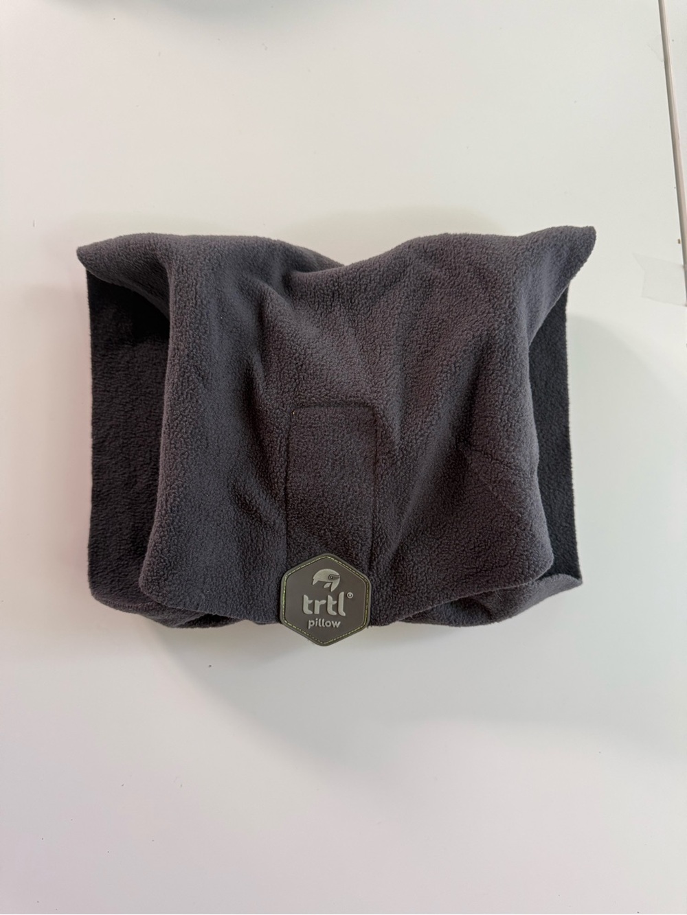 TRTL Fleece Travel Pillow Neck Support System Charcoal Grey Fleece